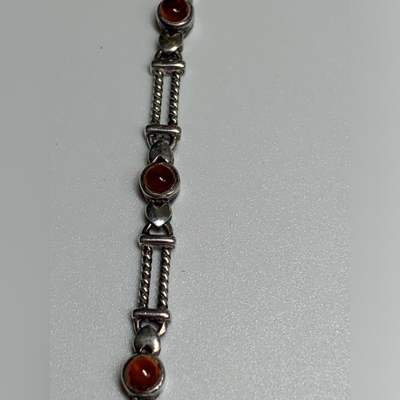 Silpada Vintage RARE Sterling Link & Amber Tennis Bracelet - Picture 9 of 14